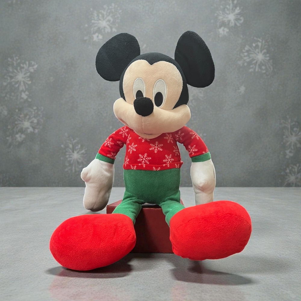 Disney Holiday Mickey Mouse Plush Stuffed Animal‎ Christmas Festive Red Large